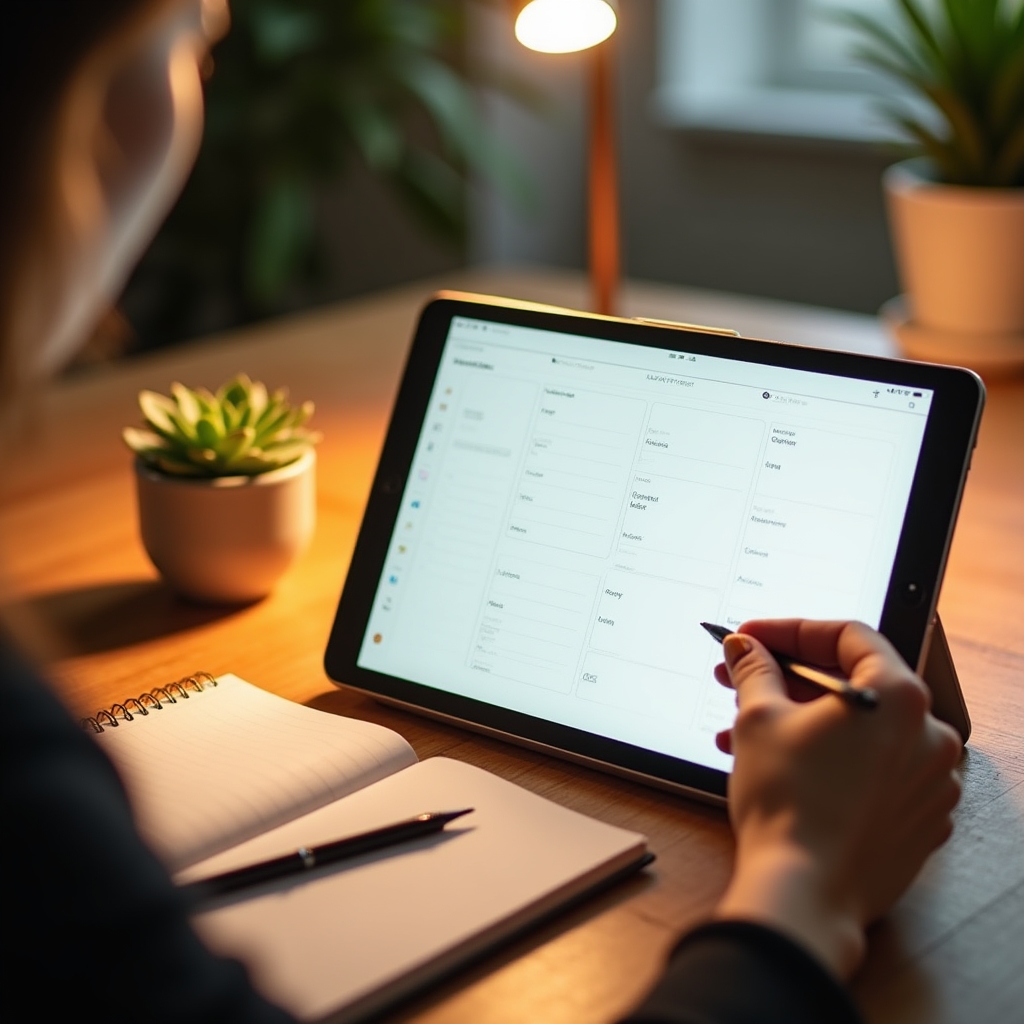 Tablet e notebook con app di organizzazione digitale per la gestione domestica