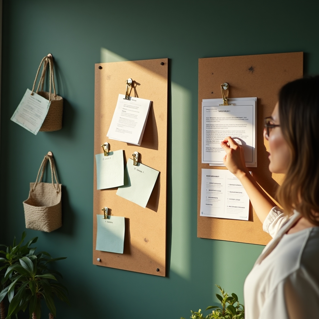 Persona che segue un percorso di organizzazione domestica con step visivi